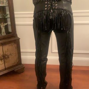 Black leather chaps